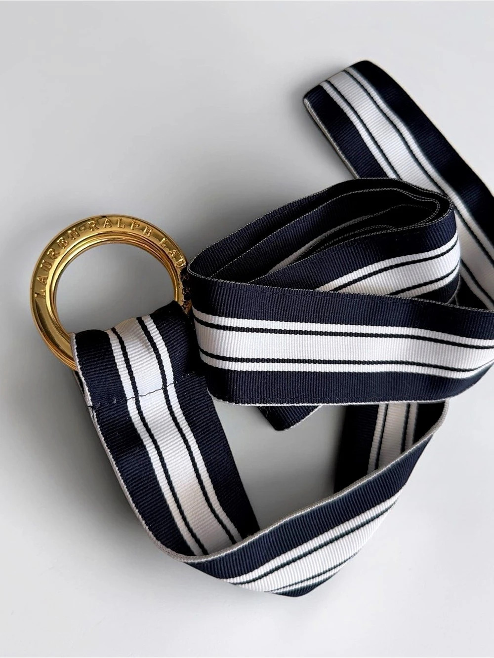 Ralph Lauren Striped Belt in Blue & White Like New